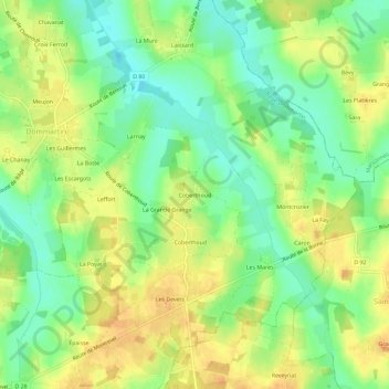 Coberthoud topographic map, elevation, terrain