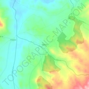 Pajares topographic map, elevation, terrain