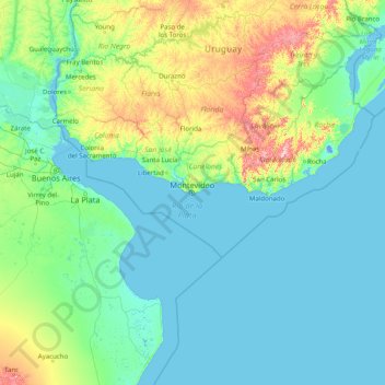 Montevideo topographic map, elevation, terrain