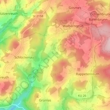 Hüttenbach topographic map, elevation, terrain