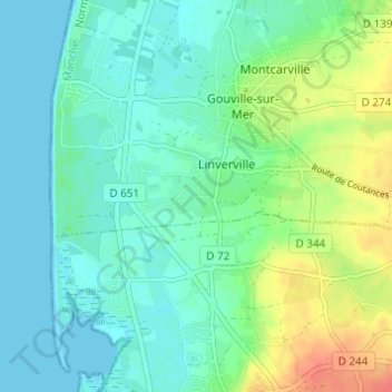 Hameau Laurier topographic map, elevation, terrain