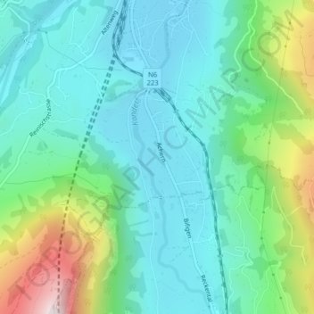 Achere topographic map, elevation, terrain