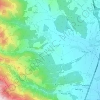 Siegelsdorf topographic map, elevation, terrain