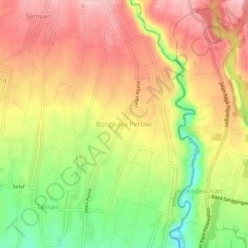 Bongkasa Pertiwi topographic map, elevation, terrain