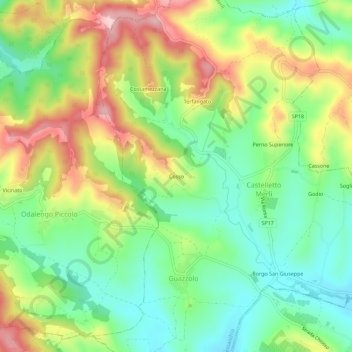 Cosso topographic map, elevation, terrain