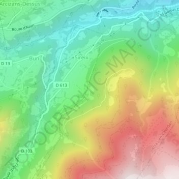 Hontède topographic map, elevation, terrain