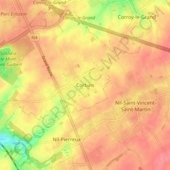 Corbais topographic map, elevation, terrain