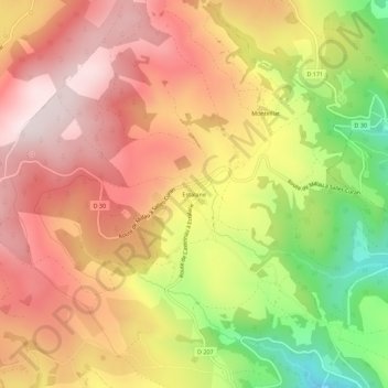 Estalane topographic map, elevation, terrain