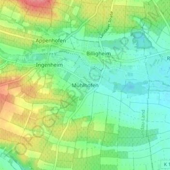 Mühlhofen topographic map, elevation, terrain