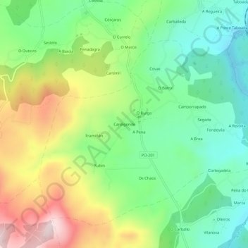 Cardigonde topographic map, elevation, terrain