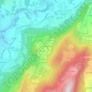 Chez Mégevan topographic map, elevation, terrain