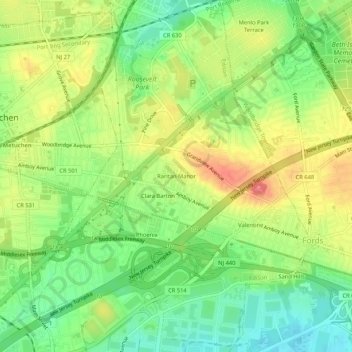 Raritan Manor topographic map, elevation, terrain