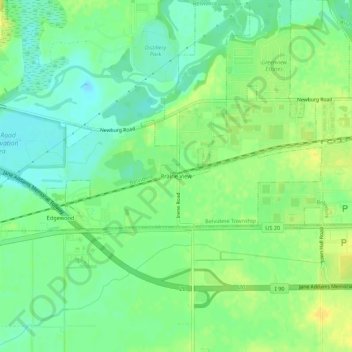 Prairie View topographic map, elevation, terrain