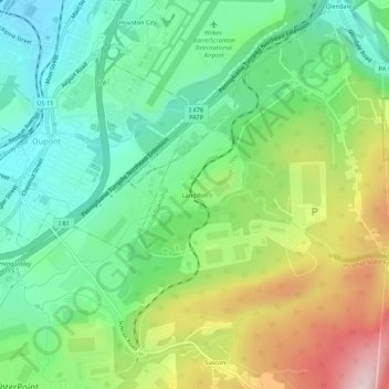 Langdon topographic map, elevation, terrain