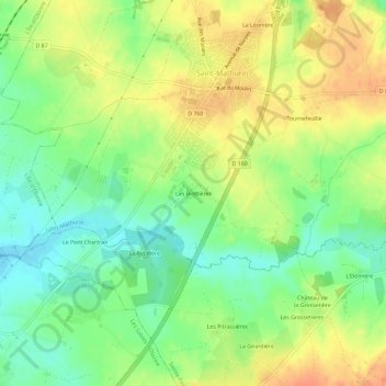 Les Biottières topographic map, elevation, terrain