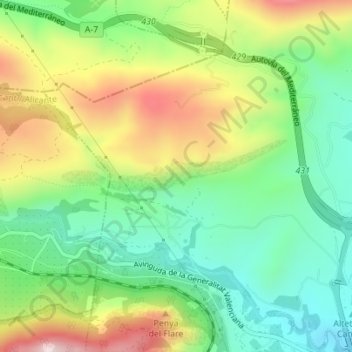 Cova Beneito topographic map, elevation, terrain