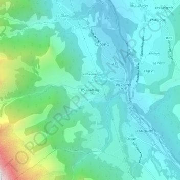 Pouillardencq topographic map, elevation, terrain