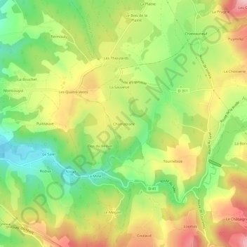 Champblanc topographic map, elevation, terrain