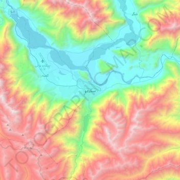 Skardu topographic map, elevation, terrain