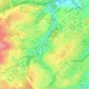 Krumrine topographic map, elevation, terrain