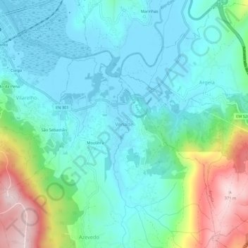 Venade topographic map, elevation, terrain