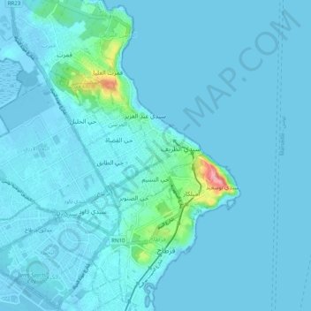 La Marsa topographic map, elevation, terrain
