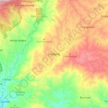 Cikidang topographic map, elevation, terrain