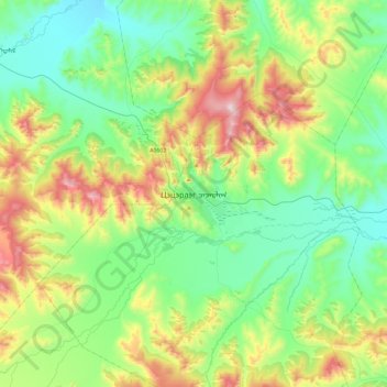 Tsetserleg topographic map, elevation, terrain