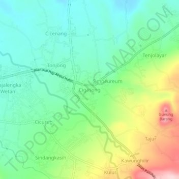 Cigasong topographic map, elevation, terrain