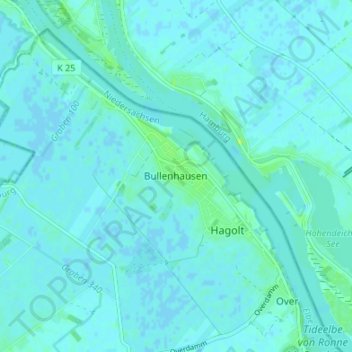 Bullenhausen topographic map, elevation, terrain