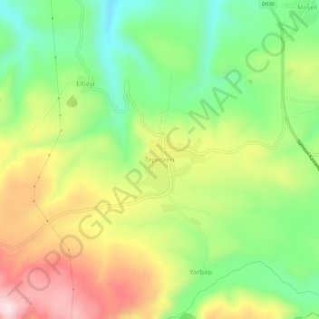 Tepeören topographic map, elevation, terrain