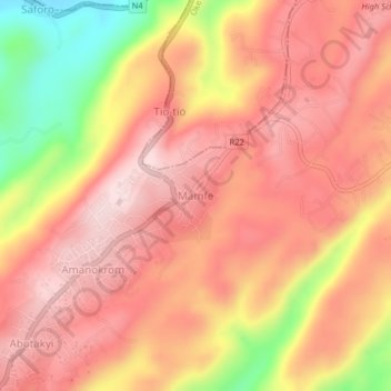 Mamfe topographic map, elevation, terrain