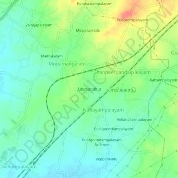 Athimarathur topographic map, elevation, terrain