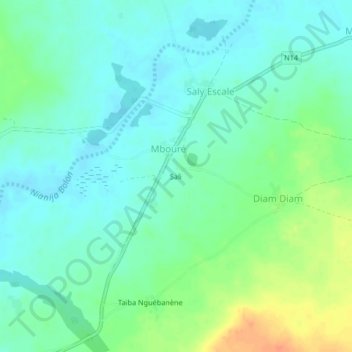 Sali topographic map, elevation, terrain