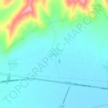 Karacaali topographic map, elevation, terrain