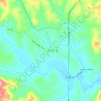Elk Creek topographic map, elevation, terrain
