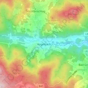 Angelbach topographic map, elevation, terrain
