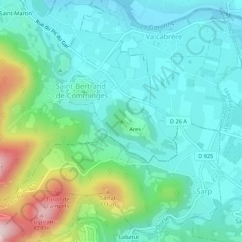 Ares topographic map, elevation, terrain