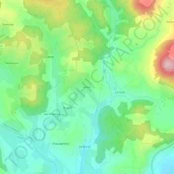Anviac topographic map, elevation, terrain