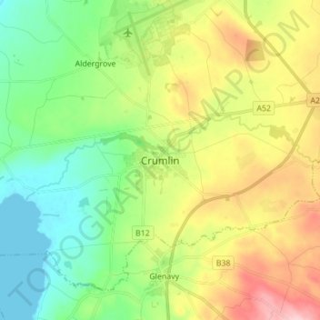 Crumlin topographic map, elevation, terrain