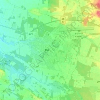 Billund topographic map, elevation, terrain