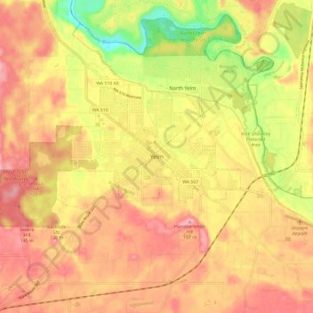 Yelm topographic map, elevation, terrain