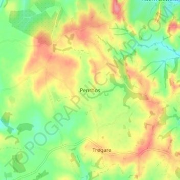 Penrhos topographic map, elevation, terrain