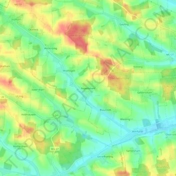 Aspertsham topographic map, elevation, terrain