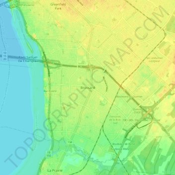 Brossard topographic map, elevation, terrain