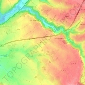 Miauray topographic map, elevation, terrain
