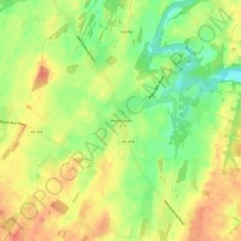 Welsh Run topographic map, elevation, terrain