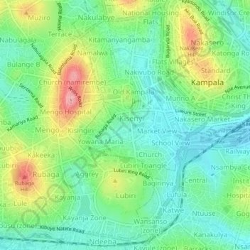 Flat topographic map, elevation, terrain