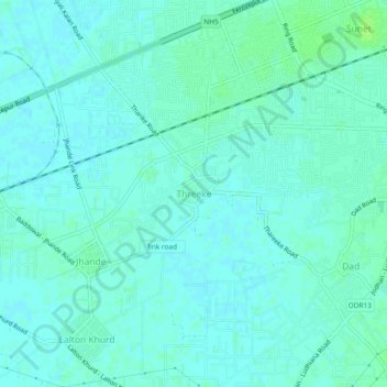Threeke topographic map, elevation, terrain