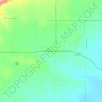 Pontotoc topographic map, elevation, terrain